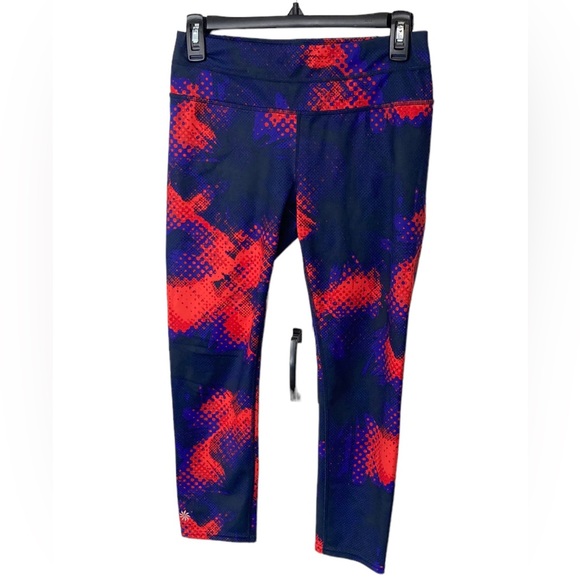 Athleta Capri Leggings Blue/Red Multicolor‎ - Picture 1 of 4